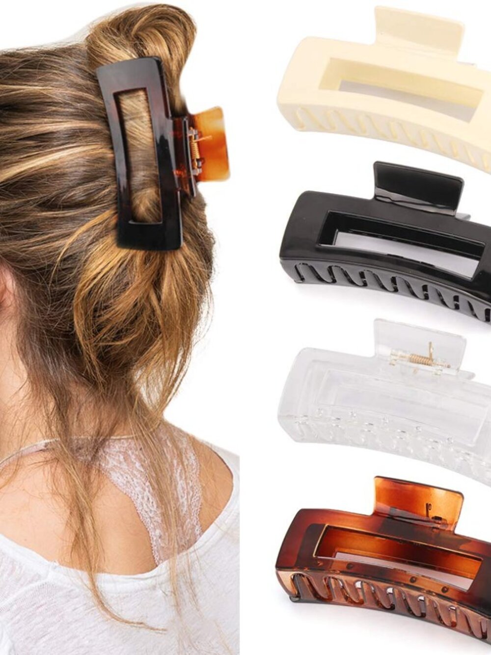 4.1 Inche Large Hair Claw/Clips for Thick Hair, Acrylic, Banana Claw, Non-slip,